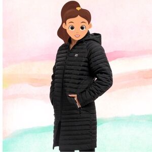 Unisex Black Quilted Puffer Jacket/Swim Parka with Hood- 2 lengths